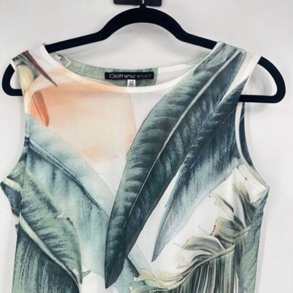 NWT Clotheshead Layered Mesh Sleeveless Tropical Floral Top Small White Green - Picture 7 of 12